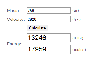 Bullet Kinetic Energy Calculator